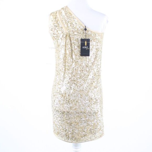 ABS Beige gold clear sequin dress 2 - Picture 7 of 8